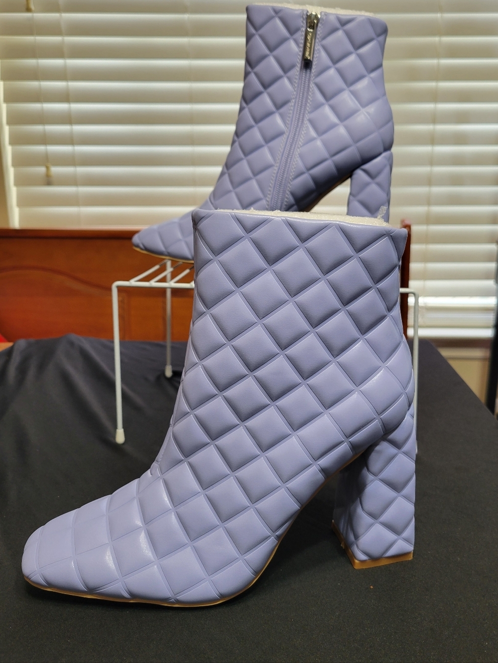 Cape Robbin Quilted Lavender Block Heel Ankle Boots